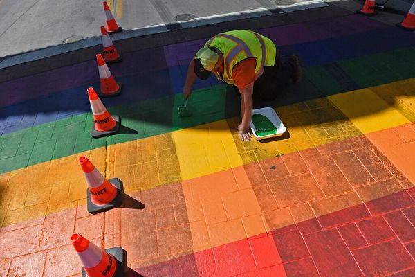 Tire Tracks Mar Reno's Rainbow-Colored Sidewalk